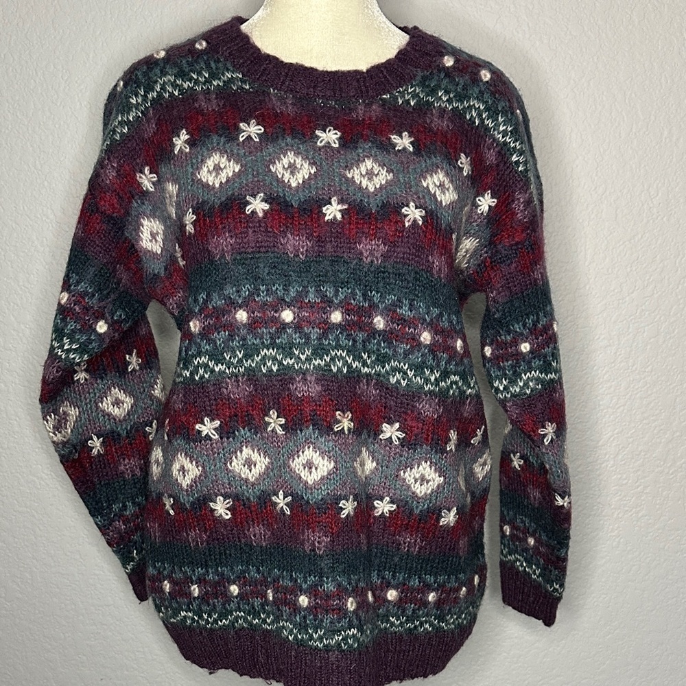 Christopher & Banks Women’s Hand Embroidered Mohair Wool Blend Knit Sweater S